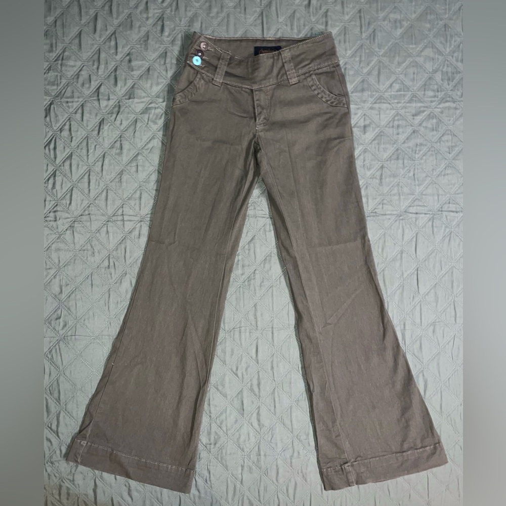 SPOON JEANS Extended-Tab Twill Flare Pants, Size 1/32 Inseam, EUC - Picture 4 of 14